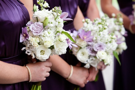 bridesmaid holding bouquetの写真素材