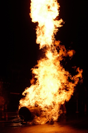 a propane tank exploding in a large ball of flamesの写真素材