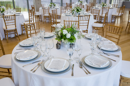 wedding table set for fine dining at a fancy catered event - wedding table seriesの写真素材