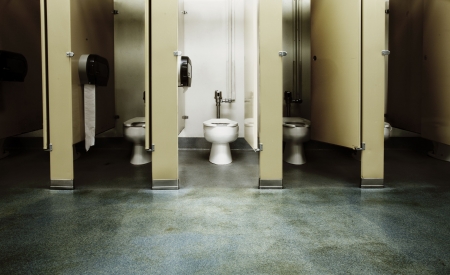 One clean bathroom among a bunch of dirty onesの写真素材