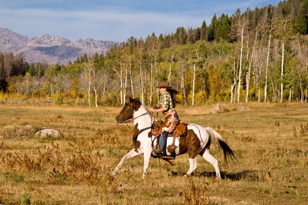 Woman Riding Her Horseの写真素材