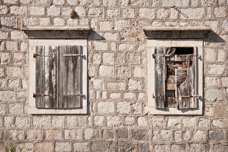 Old windows in Kotor, Montenegroの写真素材
