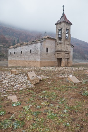 An orthodox church in Mavrovo, Macedoniaの写真素材