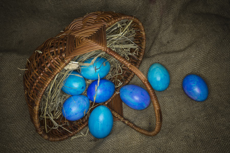 Basket with easter eggsの写真素材