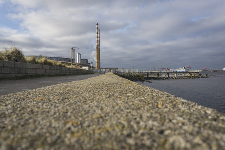 Industrial site in the harbor of Dublinの写真素材