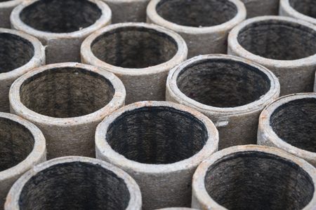 cardboard barrels of a fireworks batteryの写真素材
