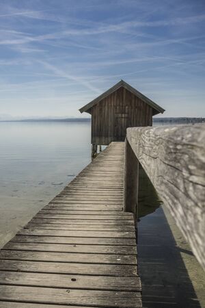 Jetty on a Bavarian lake.の写真素材
