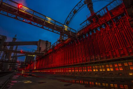 Illuminated industrial building.