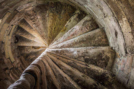 Staircase of a historic castle.