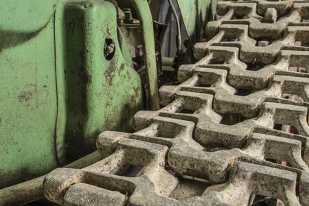 Crawler track of an old bulldozerの写真素材