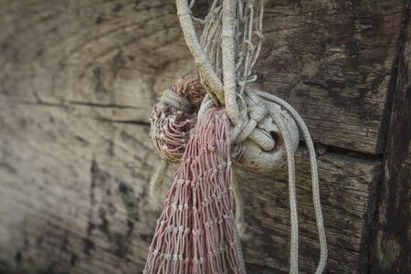 Detail of a historic fishing netの写真素材