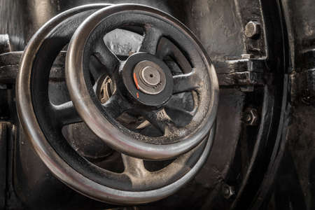 adjusting wheel of a historic machine
