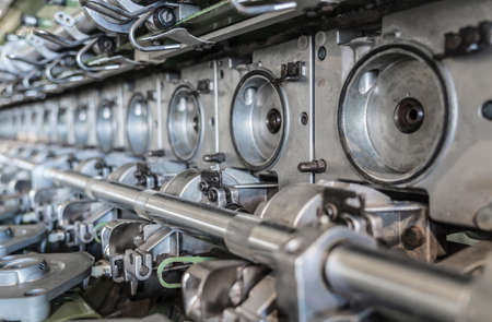 detail of an industrial spinning machine