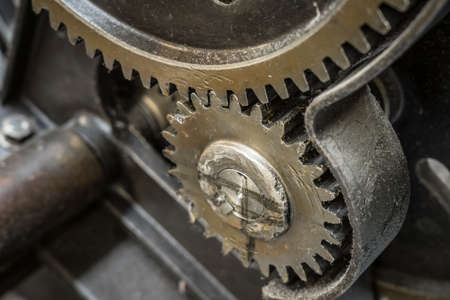 gearwheels on a historic machineの写真素材