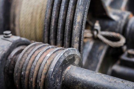 detail of a historic winch unitの写真素材