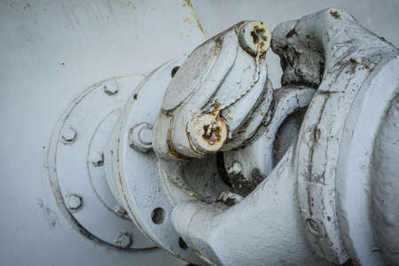 cardan shaft detail of an old machineの写真素材