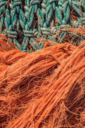 Detail of a worn trawler fishing net.