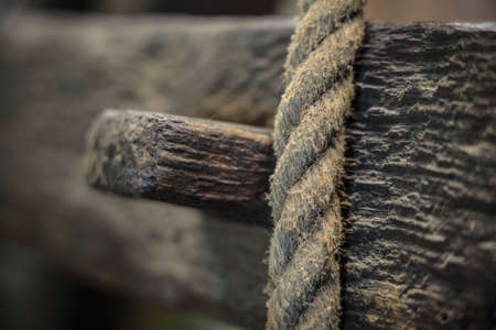 close up of a rope in a farm barnの写真素材