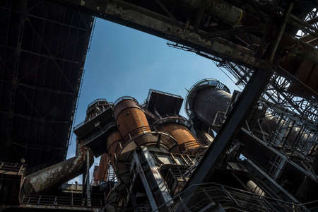 old abandoned blast furnace detailの写真素材