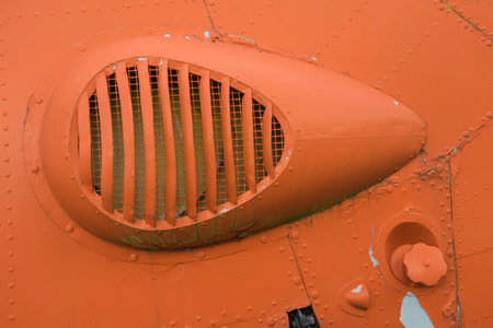 air intake grid on an old helicopterの写真素材