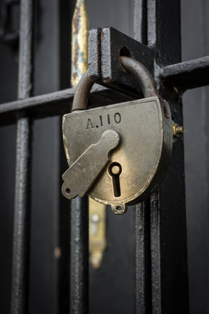 padlock on a historic gate