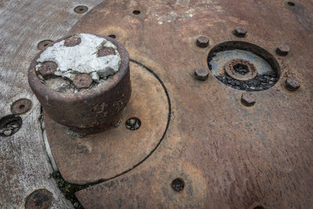 housing detail of a rusty machineの写真素材
