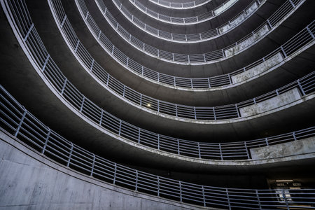 architectural detail in a desserted parking garageのeditorial素材