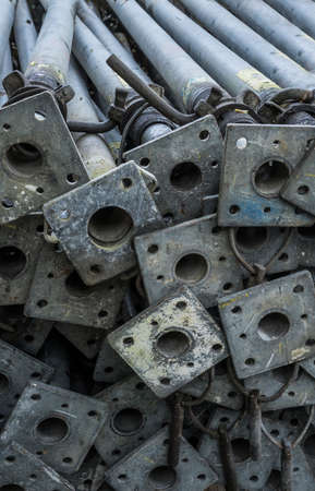 scaffolding parts on a construction site