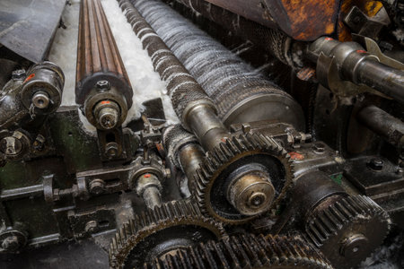 detail of a historic cotton processing machineの写真素材