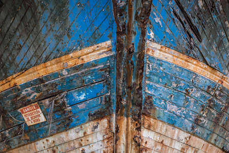 shipwreck in a french port on the atlantic coastの写真素材