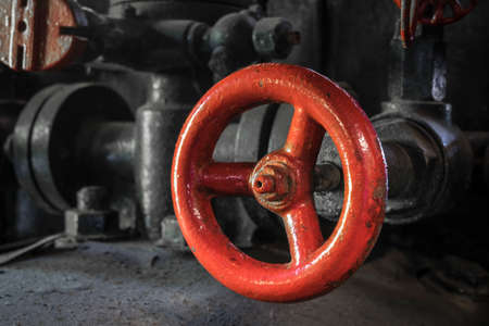 wheel on a historic steam engineの写真素材