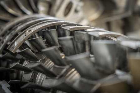turbine detail of a historic airplane engine