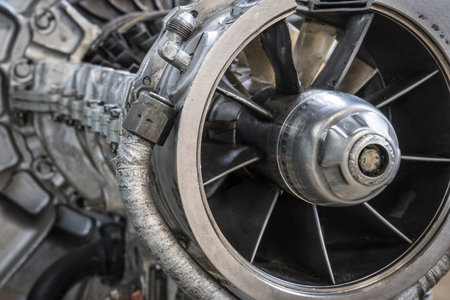 turbine detail of a historic airplane engine