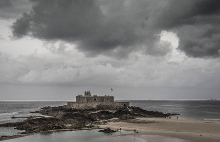 Storm clouds over the sea seen from Saint Malo.の写真素材