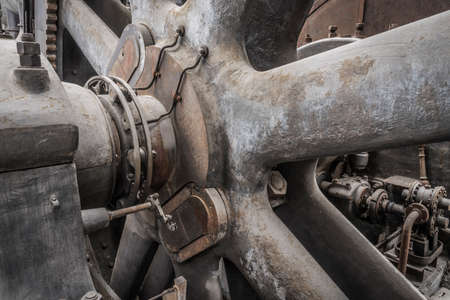 Detail of a historic stationary steam engine.の写真素材