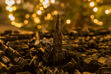 Illuminated model of the medieval city of LÃ¼neburg.の写真素材