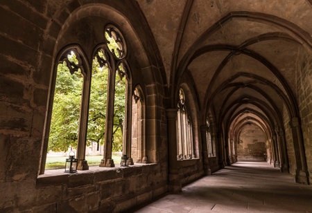 Aisle of a historic monastery.の写真素材