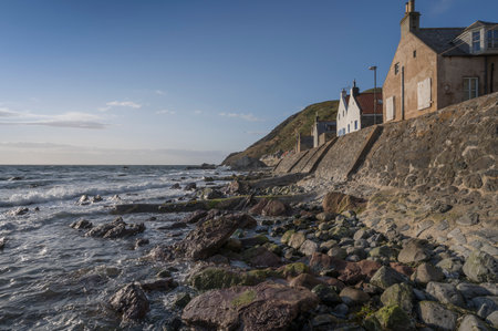little fishing village on the north coast of scotlandの写真素材