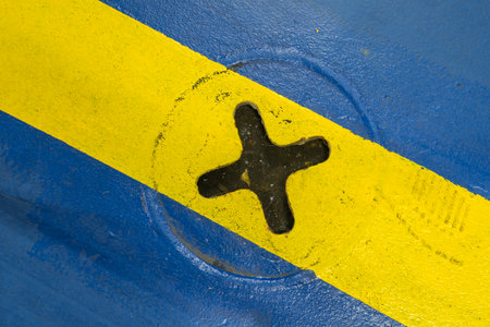 vehicle fixing holes on the floor of a ferryboat