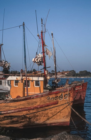 Picture of an old fishing boat in India taken in 1990.の写真素材