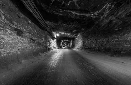 Tunnel of an abandoned salt mining site