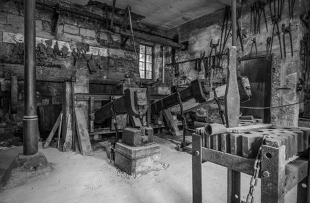 historic machinery of an abandoned mining siteの写真素材