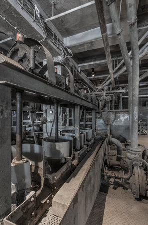 historic machinery of an abandoned mining siteの写真素材
