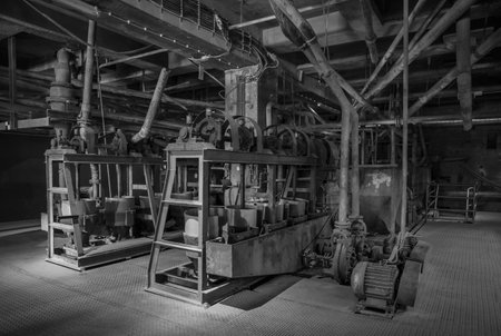 historic machinery of an abandoned mining siteの写真素材