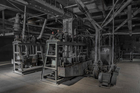 historic machinery of an abandoned mining siteの写真素材