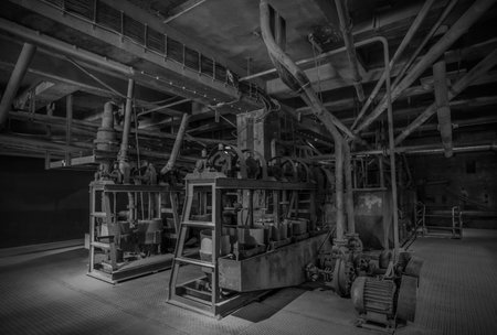 historic machinery of an abandoned mining site