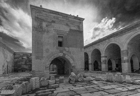 Yard of a medieval caravansary in Anatolia.の写真素材