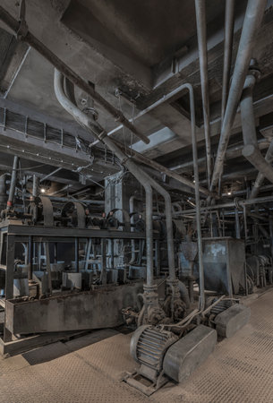 historic machinery of an abandoned mining siteの写真素材