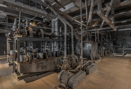 historic machinery of an abandoned mining siteの写真素材