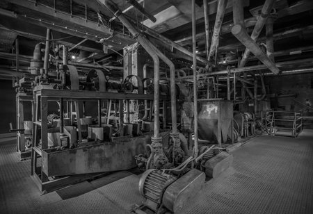 historic machinery of an abandoned mining siteの写真素材